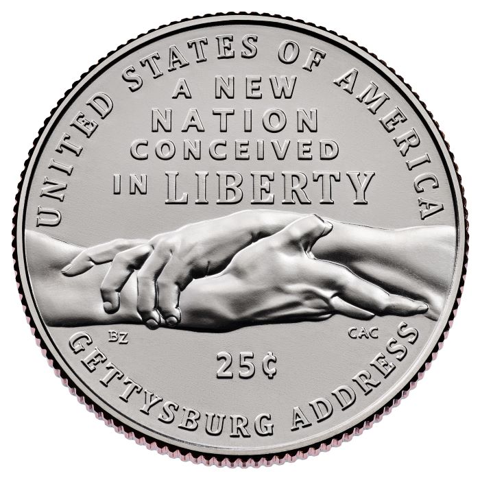 Gettysburg Address · reverse: Two hands clasp.
